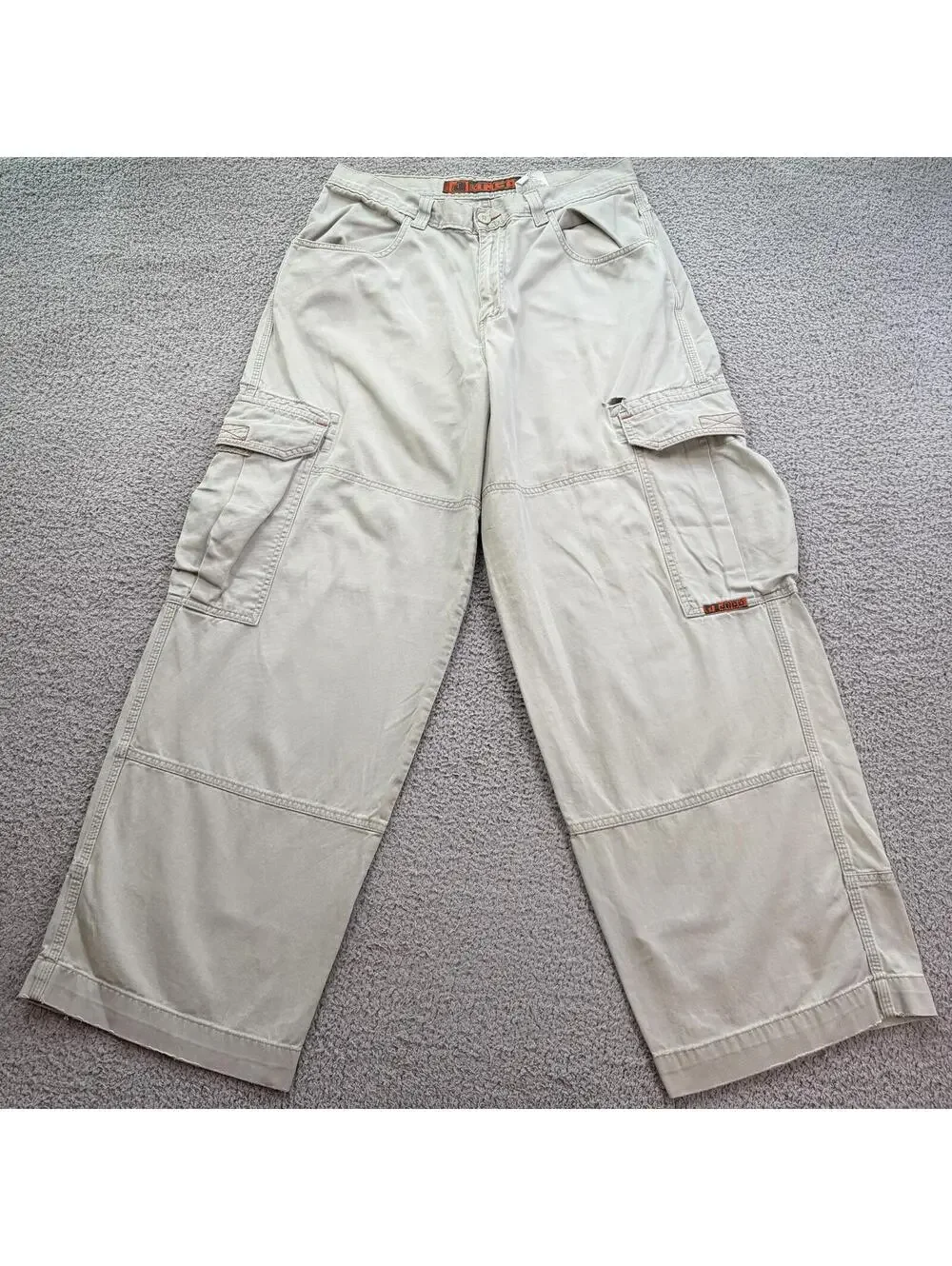 Vintage JNCO Jeans J375T Khaki Cargo Pants Made In USA 36x32 Wide Leg Y2K Skater